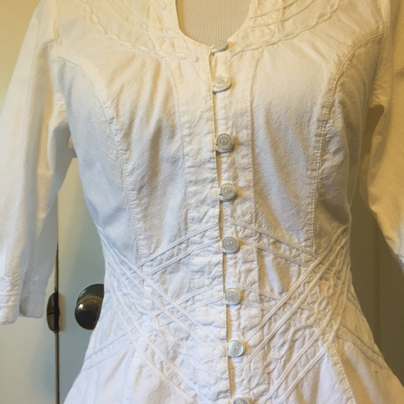 Vintage Button Down Shirt with Detailed Bodice - Picture 2 of 3