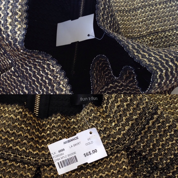 Fun 2 Fun Gold Bandage Skater Skirt - Picture 4 of 4