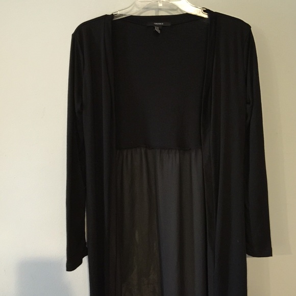 Black Chiffon Maxi Cardigan - Picture 2 of 2