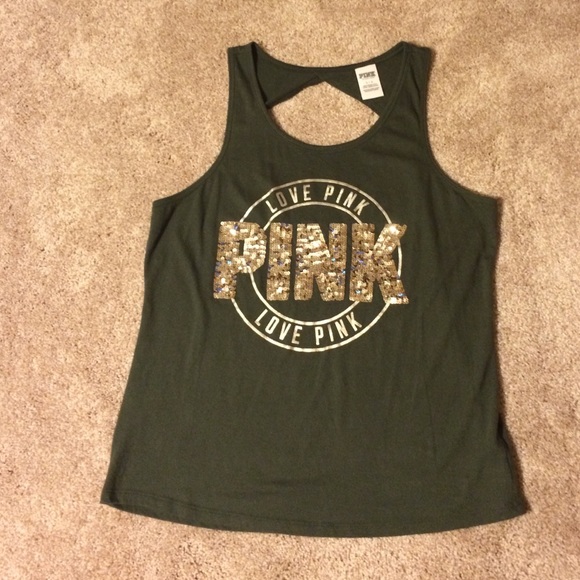 VS PINK sequin open back tank top