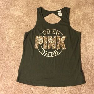 VS PINK sequin open back tank top