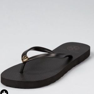 Tory Burch thin black flip flops