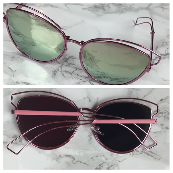 Cat eye mirror pink sunglasses - Picture 2 of 4
