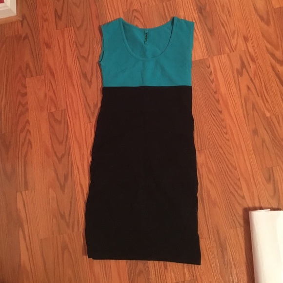 Teal Green Color Block Dress Sz S
