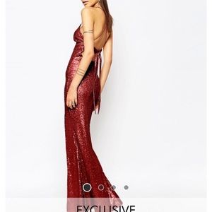 Long red sequin dress