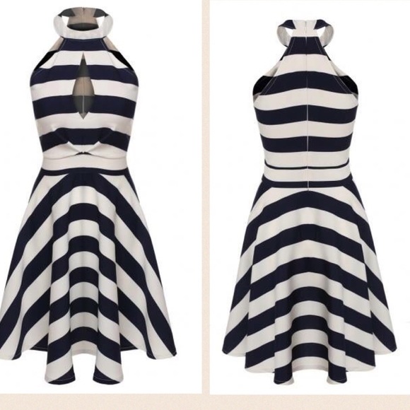 NWOT•Sexy High Neck pleated swing dress - Picture 2 of 4