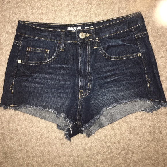 High rise dark wash jean shorts