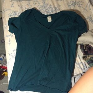 small dark teal v-neck