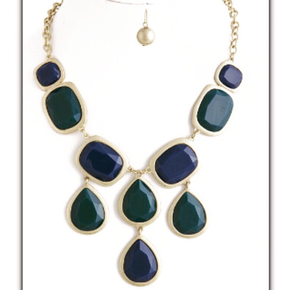 Jewel Drop Necklace With Earrings
