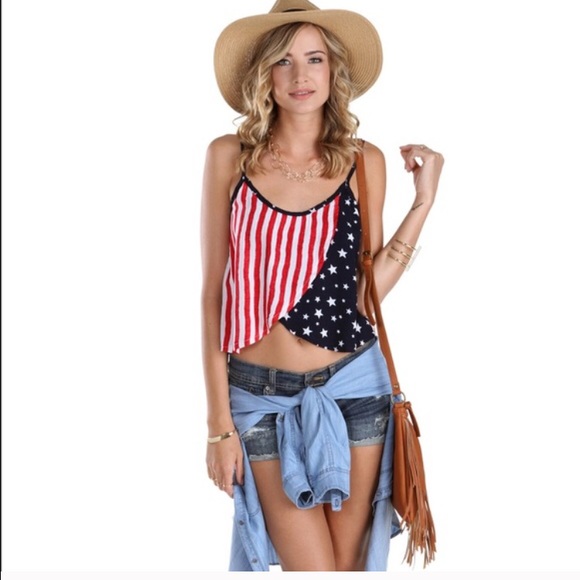 Windsor American Flag Crop Top - Picture 1 of 3