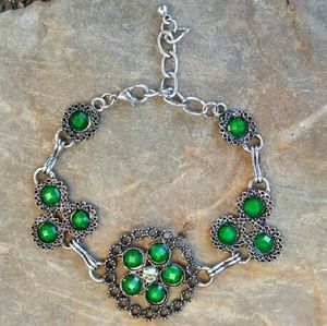 Green & Silver Boho Bracelet New