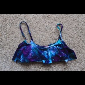 Galaxy flounce swim suit top
