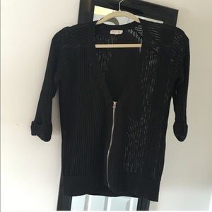 Meshed zip up cardigan