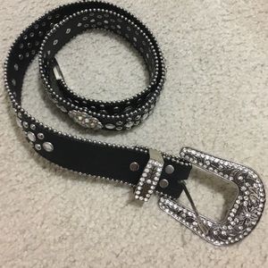 Western rhinestone black belt