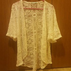 Cream lace open cardigan