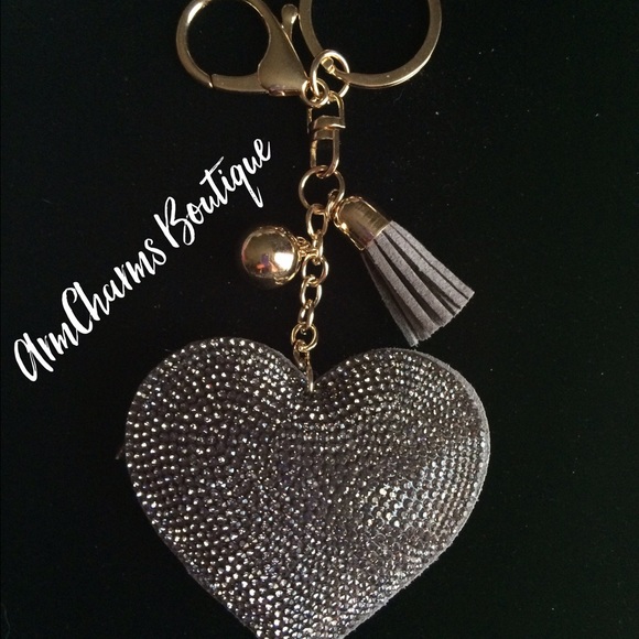Beaded charcoal Gray Purse Jewelry or Keychain