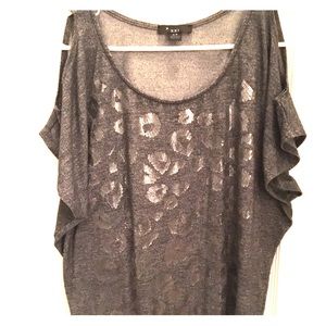 Forever 21 cold shoulder cheetah print t-shirt