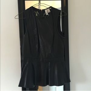 Leather-like peplum top