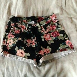 Black floral shorts
