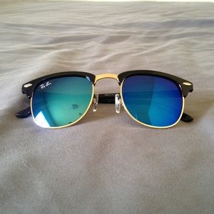 Ray Ban Clubmaster Blue Mirrored Sunglasses