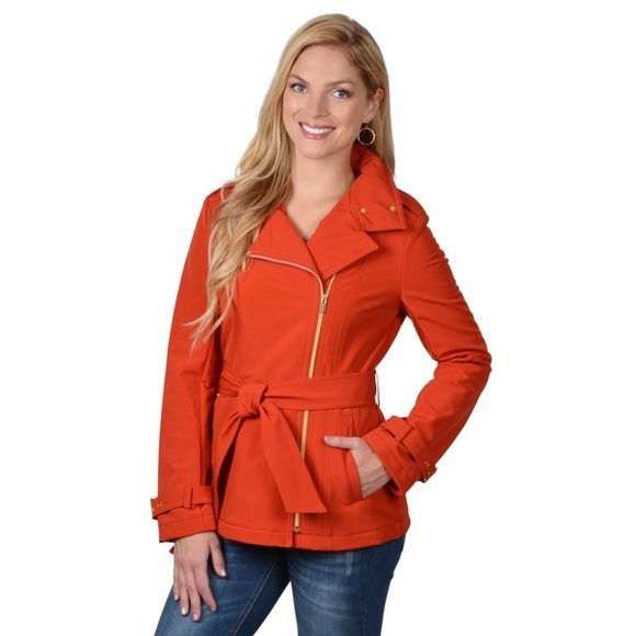 Kenneth Cole Belted Asymmetrical Zipper Coat