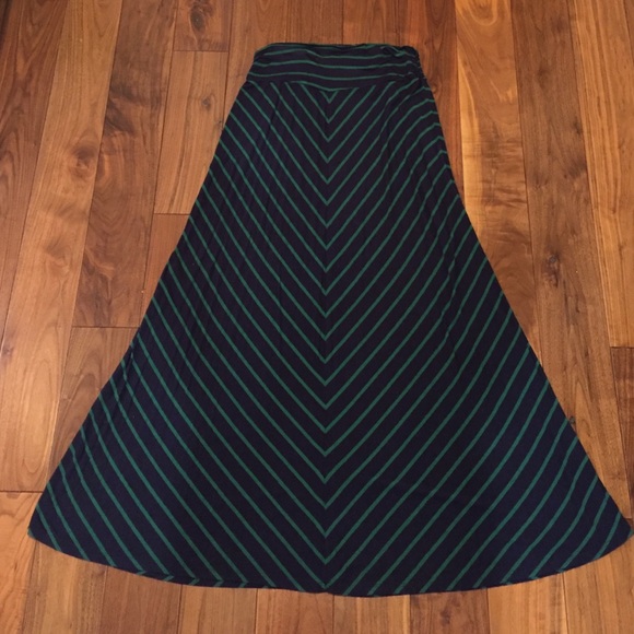 Blue and green chevron maxi skirt
