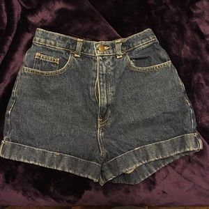 American Apparel high waisted dark wash shorts
