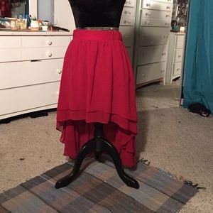 Red high- low skirt!