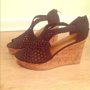 Black Crouched Cork wedges