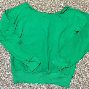 Green off the shoulder long sleeve