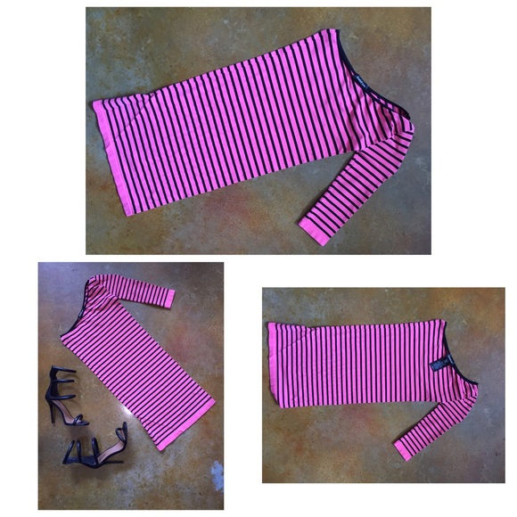 Bebe Hot Pink Striped Mini Dress