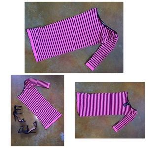Bebe Hot Pink Striped Mini Dress