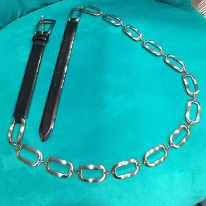 Black belt with silver chain