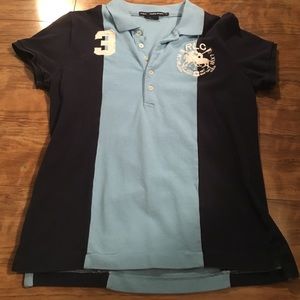 Navy blue and baby blue Ralph Lauren sport polo