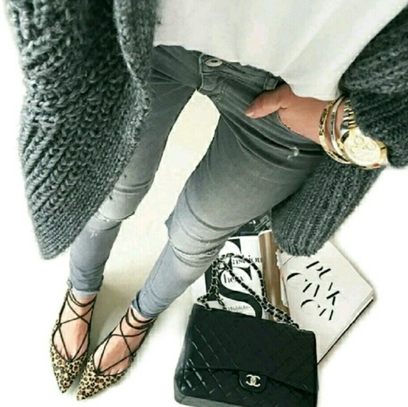 FLATS ZARA LEOPARD LEATHER LACE UP BALLET FLATS - Picture 7 of 8