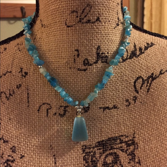 Aqua Colored Beaded Necklace