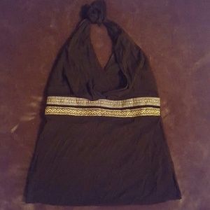 Black & gold halter top