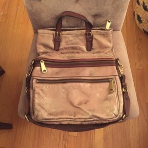 Fossil Hobo/Tote distressed metallic