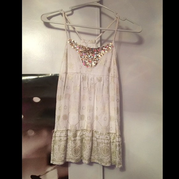 Kids Gold and white tank top