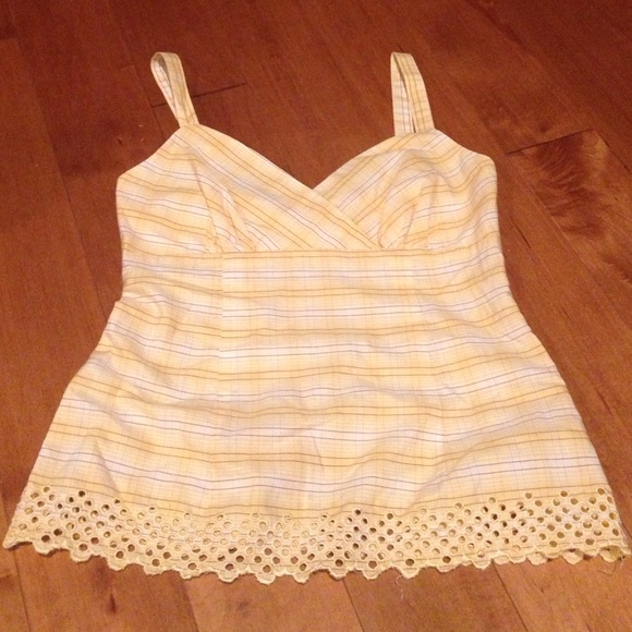 Yellow, white and brown cotton camisole - Picture 2 of 3