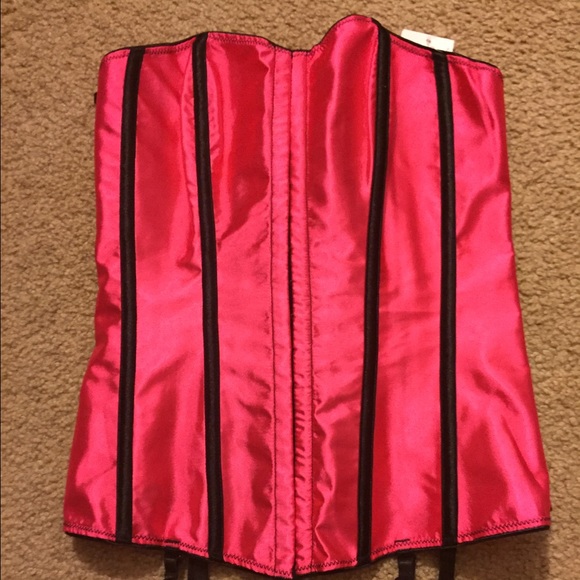 Pink and black corset