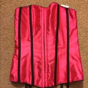 Pink and black corset