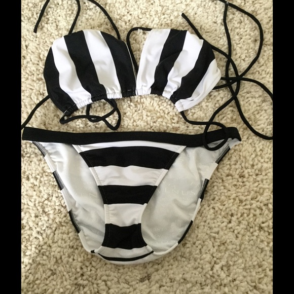 Venus Other - Venus black and white striped bikini swimsuit