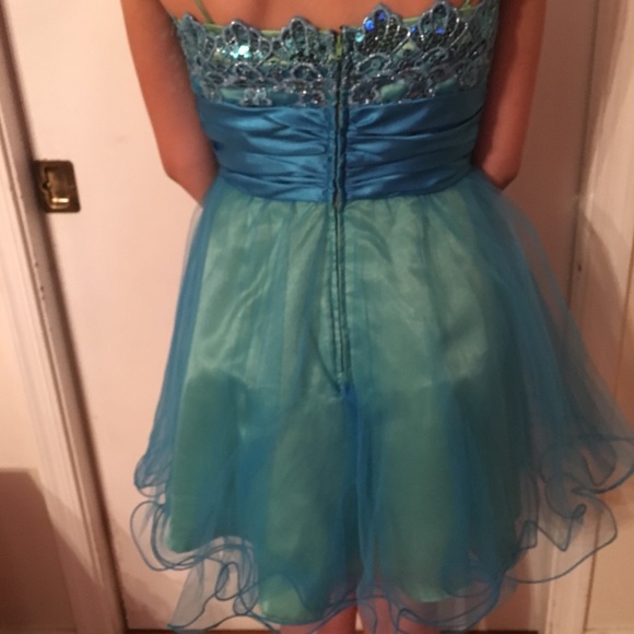 Formal Turquoise Dress - Picture 3 of 4