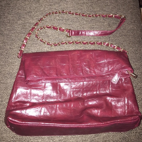 Handbags - Maroon Burgundy Oversized Clutch Shoulder Bag