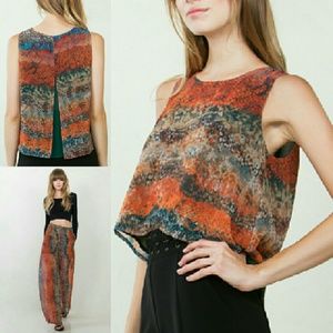 Multi color snake print chiffon top