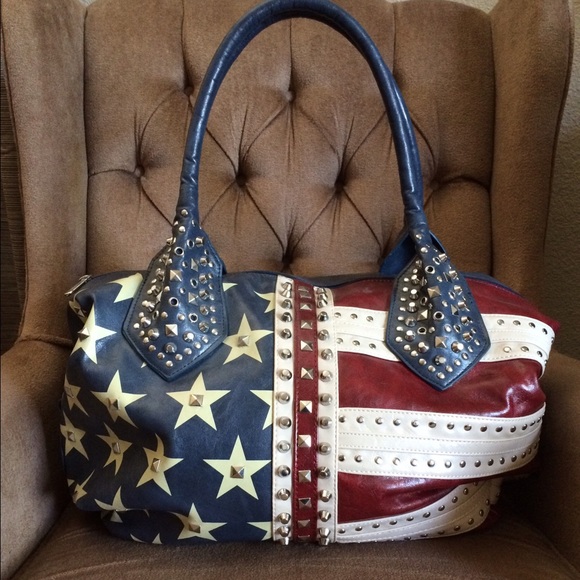 Red, white & blue 4th of July flag shoulder bag