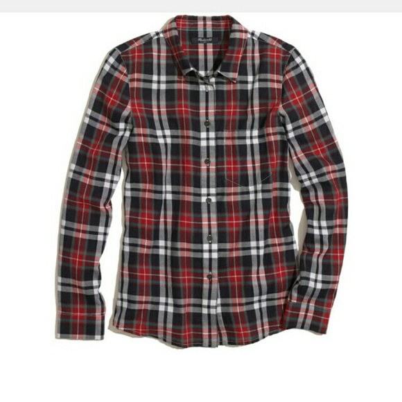 Madewell Red Plaid Boyshirt XS
