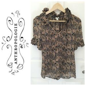 Anthropologie Floral Roses Top