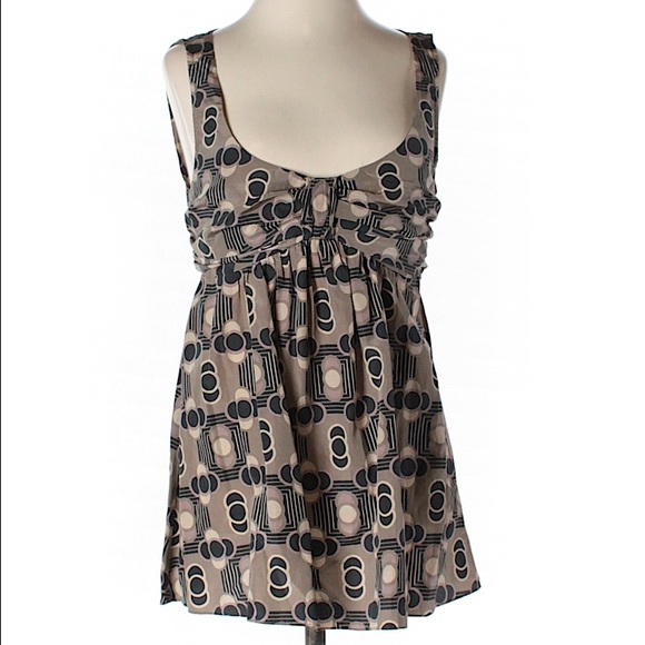 Ted Baker Tops - Ted Baker tan black geometric silk top sz 4 small Ted Baker Tops - Ted Baker tan black geometric silk top sz 4 small